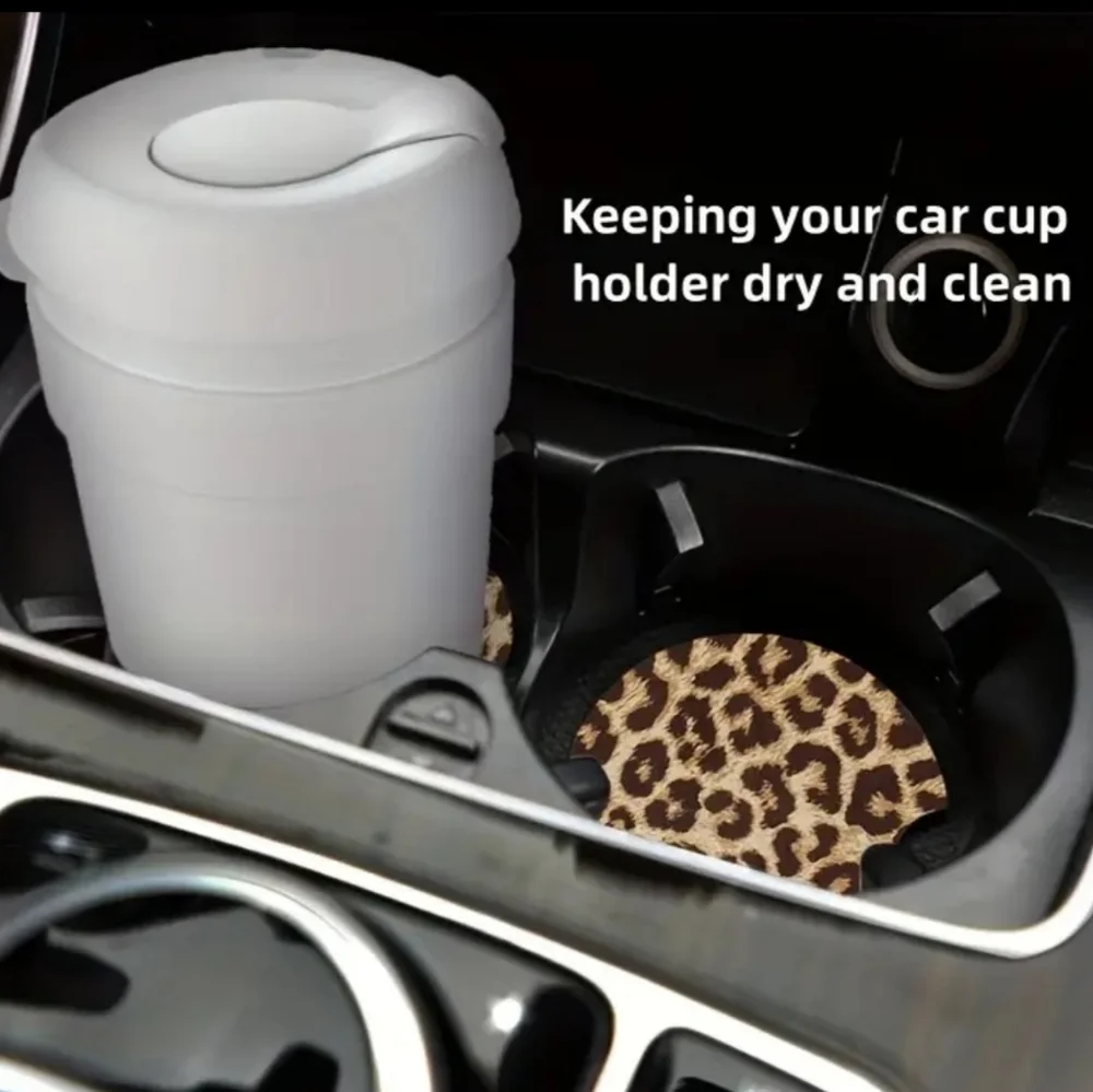 - 2 Piece Set: Leopard Print Car Coasters